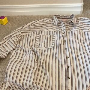 Urban Outfitters Brown and White Striped Shirt